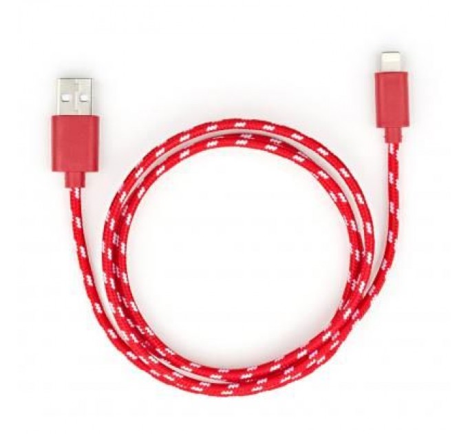Vinga Дата кабель USB 2.0 AM to Lightning 2color nylon 1m red Vinga (VCPDCLNB31R)