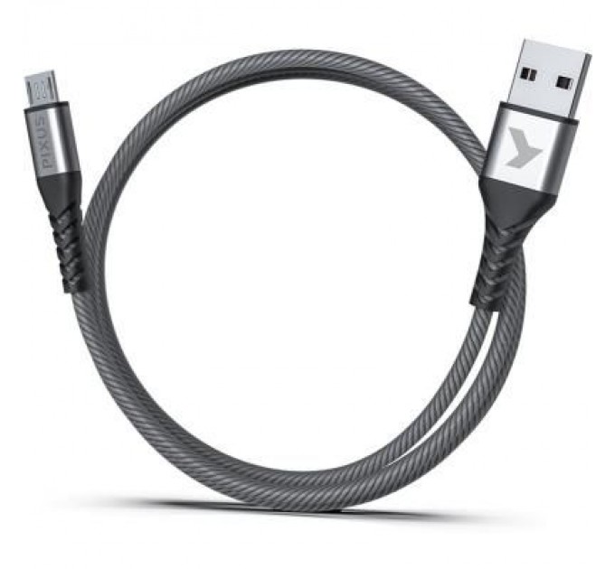 Pixus Дата кабель USB 2.0 AM to Micro 5P 1.0m Flex Gray Pixus (4897058531145)