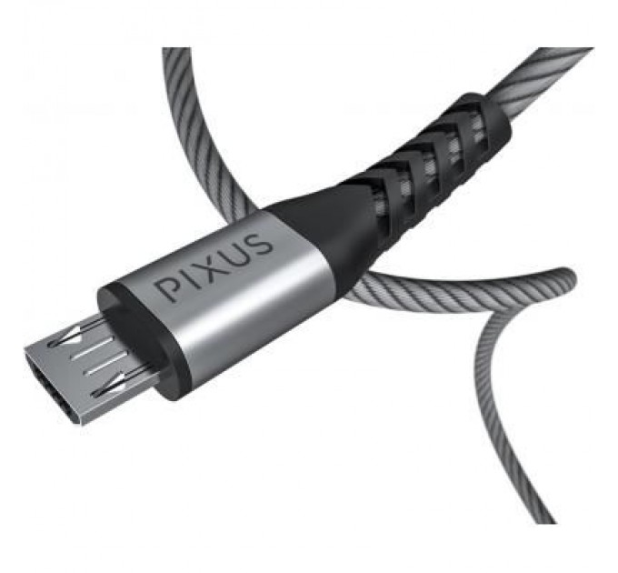 Pixus Дата кабель USB 2.0 AM to Micro 5P 1.0m Flex Gray Pixus (4897058531145)