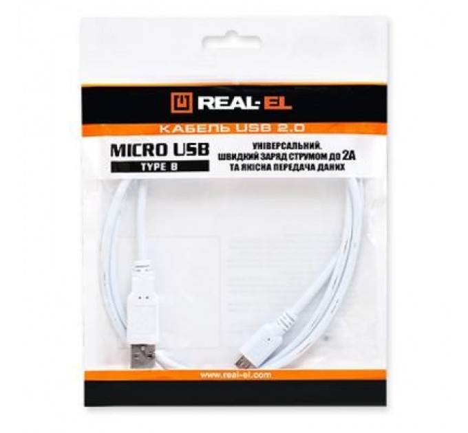 REAL-EL Дата кабель USB 2.0 AM to Micro 5P 1.0m Pro white REAL-EL (EL123500024)