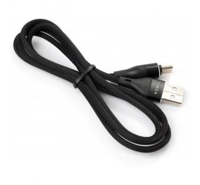 Vinga Дата кабель USB 2.0 AM to Type-C 1.0m cylindric nylon back Vinga (VCPDCTCCANB1BK)
