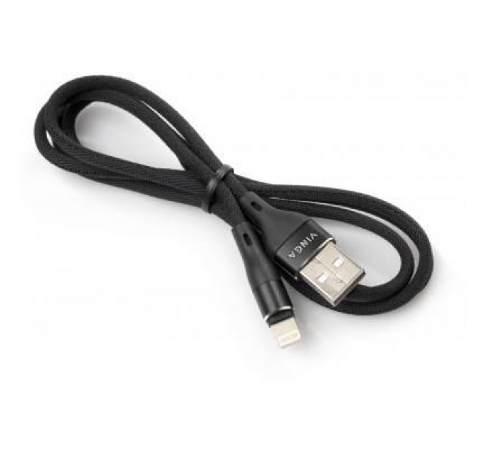 Vinga Дата кабель USB 2.0 AM to Lightning 1.0m cylindric nylon back Vinga (VCPDCLCANB1BK)