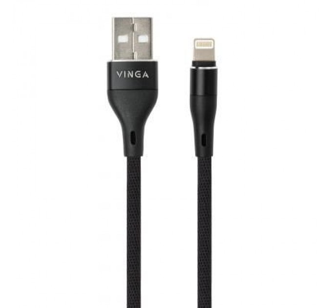Vinga Дата кабель USB 2.0 AM to Lightning 1.0m cylindric nylon back Vinga (VCPDCLCANB1BK)