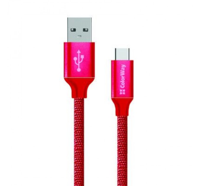 ColorWay Дата кабель Кабель Colorway USB - Type-C 2.1А 1м червоний ColorWay (CW-CBUC003-RD)