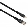 Vinga Дата кабель USB 2.0 AM to Lightning 1.0m flat nylon black Vinga (VCPDCLFNB1BK)