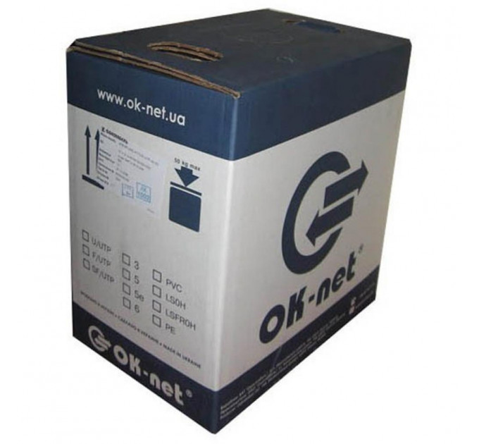 Кабель мережевий OK-Net FTP 500м cat.5e, зовнішній (F/UTP-cat.5E) (КППЭ-ВП (100) 4*2*0,51 / 500)