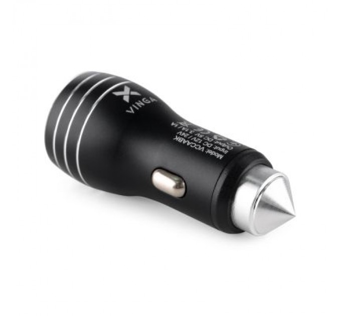 Vinga Зарядний пристрій Vinga Dual USB Car Charger aluminium 15.5W Max (VCCAABK)
