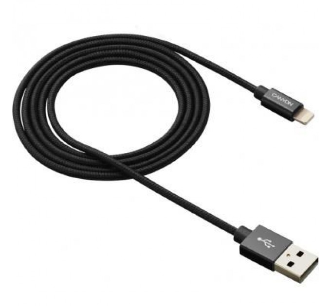 Canyon Дата кабель USB 2.0 AM to Lightning 1.0m MFI Black Canyon (CNS-MFIC3B)