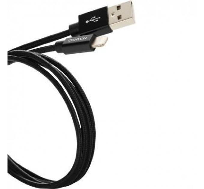 Canyon Дата кабель USB 2.0 AM to Lightning 1.0m MFI Black Canyon (CNS-MFIC3B)