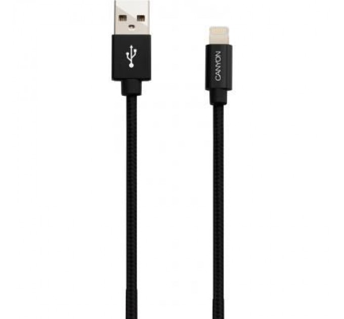 Canyon Дата кабель USB 2.0 AM to Lightning 1.0m MFI Black Canyon (CNS-MFIC3B)