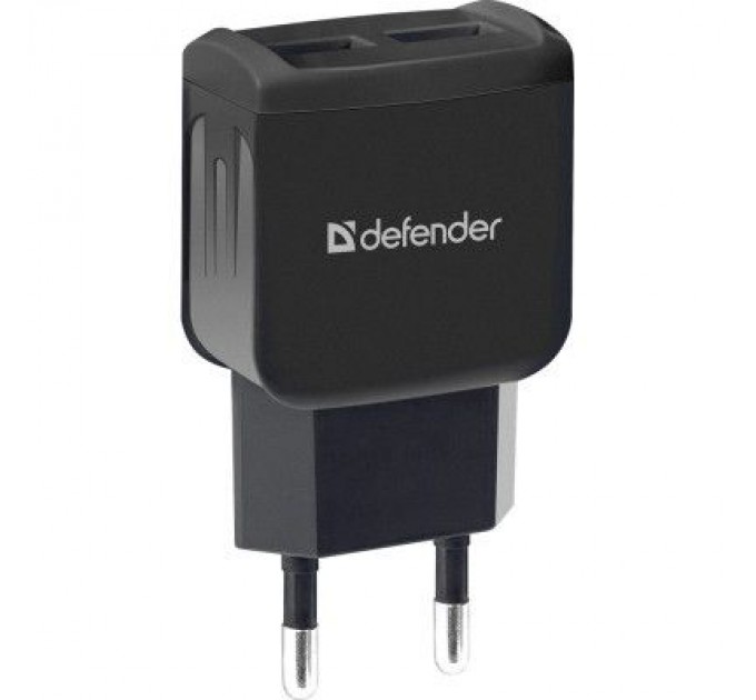 Defender Зарядний пристрій Defender EPA-13 black, 2xUSB, 5V/2.1A, package (83840)