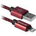 Defender Дата кабель USB 2.0 AM to Lightning 1.0m ACH01-03T PRO Red Defender (87807)