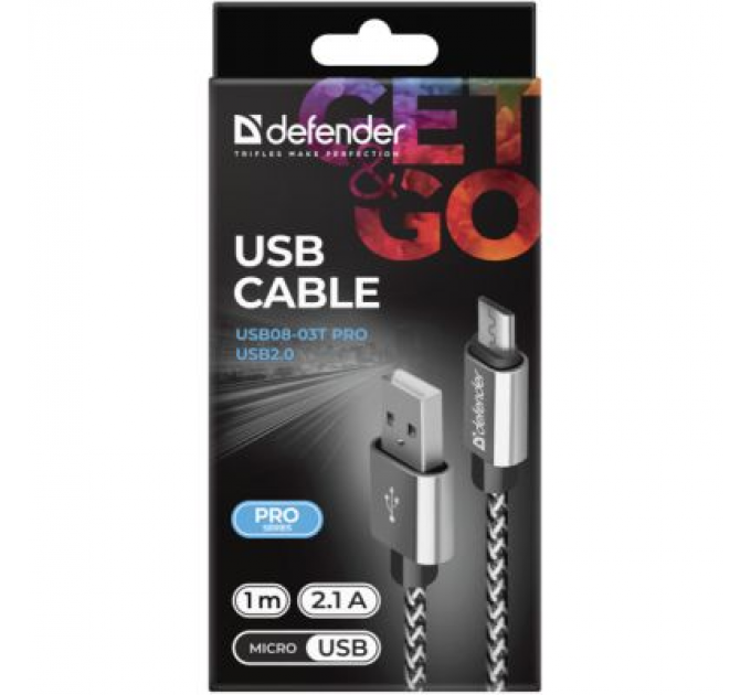 Defender Дата кабель USB 2.0 AM to Micro 5P 1.0m USB08-03T PRO white Defender (87803)