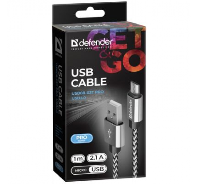 Defender Дата кабель USB 2.0 AM to Micro 5P 1.0m USB08-03T PRO white Defender (87803)