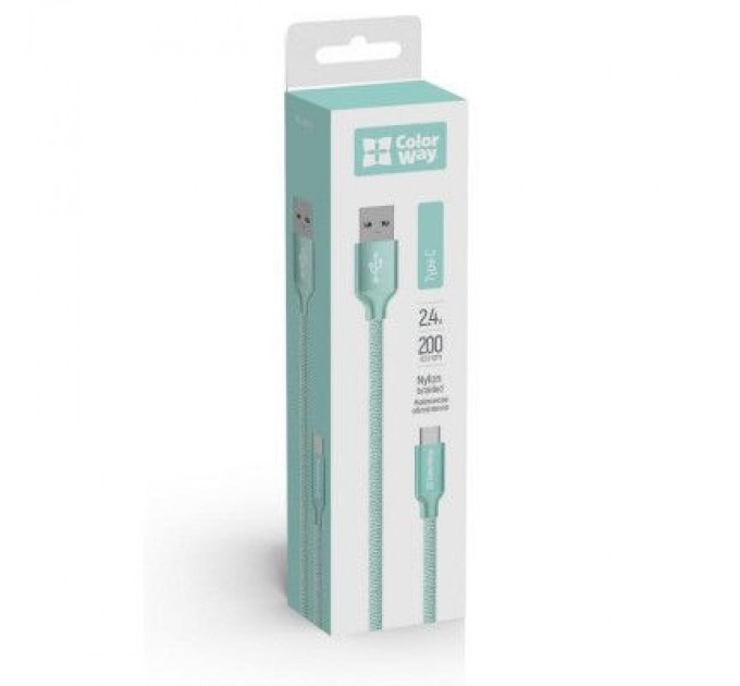 ColorWay Дата кабель USB 2.0 AM to Type-C 2.0m mint ColorWay (CW-CBUC008-MT)