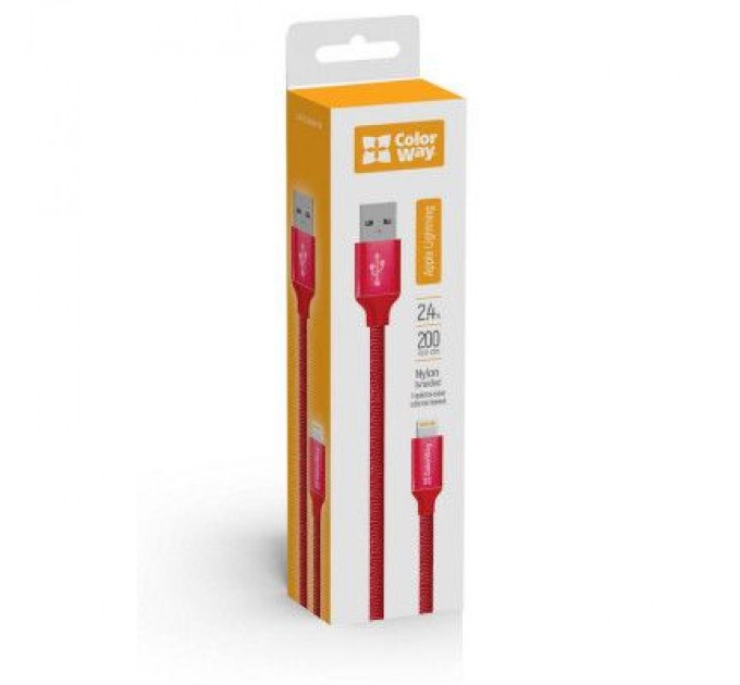 ColorWay Дата кабель USB 2.0 AM to Lightning 2.0m red ColorWay (CW-CBUL007-RD)