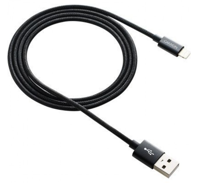 Canyon Дата кабель USB 2.0 AM to Lightning 1.0m Black Canyon (CNE-CFI3B)