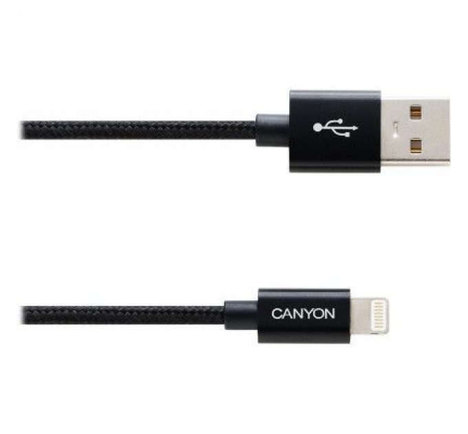 Canyon Дата кабель USB 2.0 AM to Lightning 1.0m Black Canyon (CNE-CFI3B)