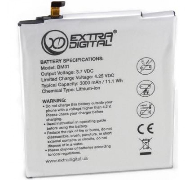 Extradigital Акумуляторна батарея Extradigital Xiaomi Mi3 (BM31) 3000 mAh (BMX6444)