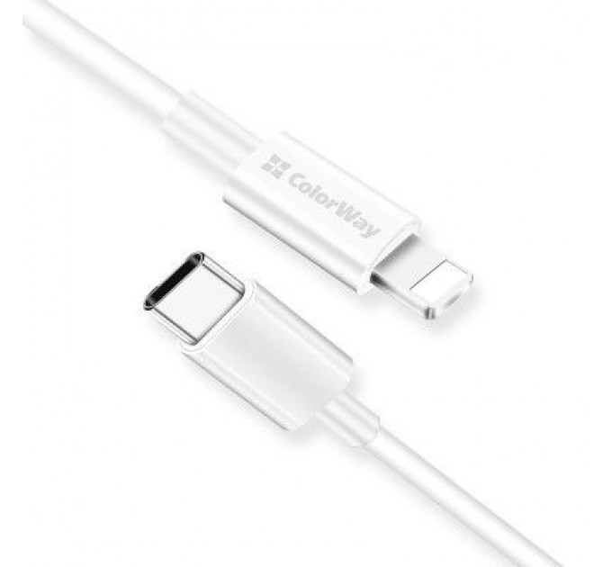 Дата кабель USB-C to Lightning 1.0m 3A white ColorWay (CW-CBPDCL032-WH)