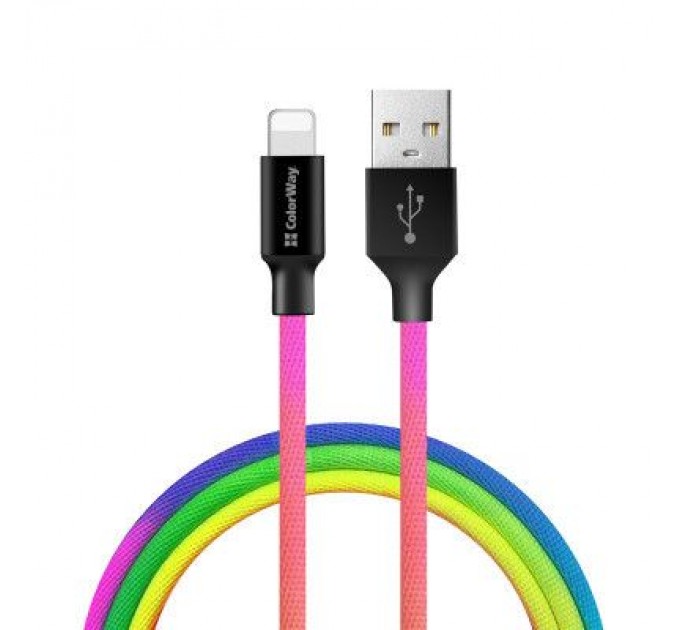 ColorWay Дата кабель USB 2.0 AM to Lightning 1.0m multicolor ColorWay (CW-CBUL016-MC)