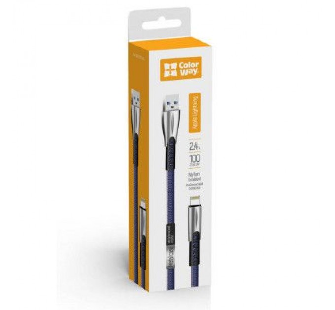 ColorWay Дата кабель USB 2.0 AM to Lightning 1.0m zinc alloy blue ColorWay (CW-CBUL010-BL)