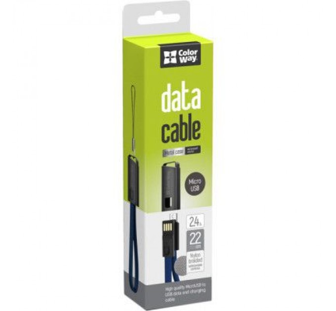ColorWay Дата кабель USB 2.0 AM to Micro 5P 0.22m blue ColorWay (CW-CBUM022-BL)