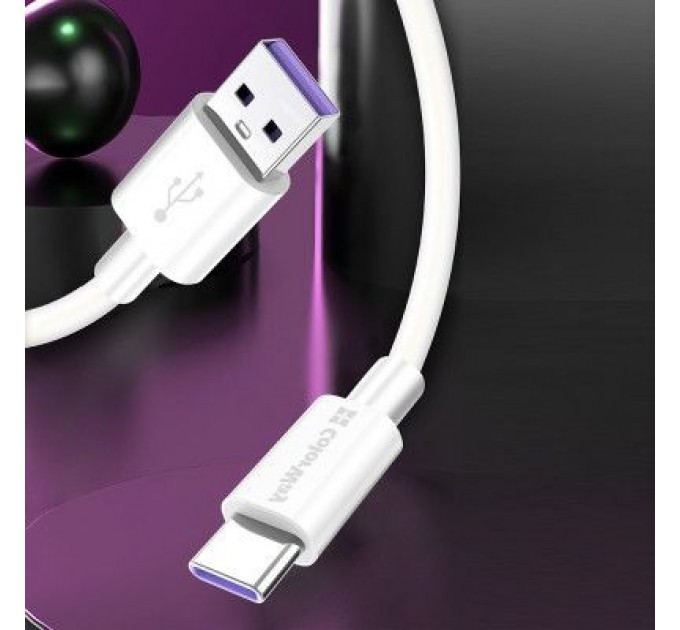 ColorWay Дата кабель USB 2.0 AM to Type-C 1.0m 5A white ColorWay (CW-CBUC019-WH)