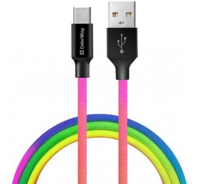 ColorWay Дата кабель USB 2.0 AM to Type-C 1.0m multicolor ColorWay (CW-CBUC018-MC)