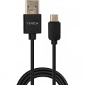 Vinga Дата кабель USB 2.0 AM to Type-C 1.0m 3A 18W PVC black Vinga (VCPUSBTC3ABK)