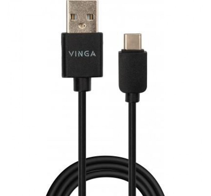 Vinga Дата кабель USB 2.0 AM to Type-C 1.0m 3A 18W PVC black Vinga (VCPUSBTC3ABK)