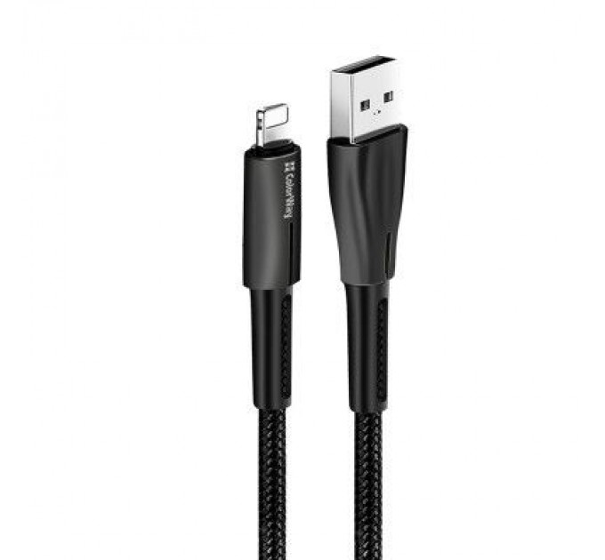 ColorWay Дата кабель USB 2.0 AM to Lightning 1.0m zinc alloy + led black ColorWay (CW-CBUL035-BK)