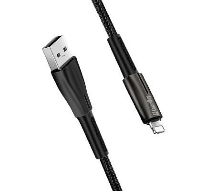 ColorWay Дата кабель USB 2.0 AM to Lightning 1.0m zinc alloy + led black ColorWay (CW-CBUL035-BK)