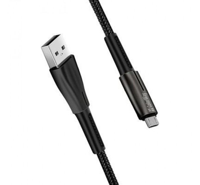 ColorWay Дата кабель USB 2.0 AM to Micro 5P 1.0m zinc alloy + led black ColorWay (CW-CBUM035-BK)