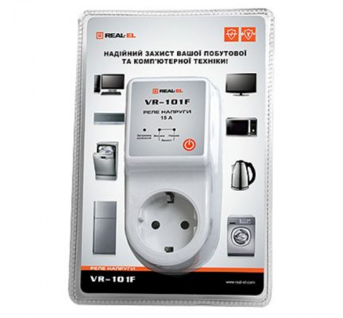 REAL-EL Реле напруги REAL-EL VR-101F, white (EL122300009)
