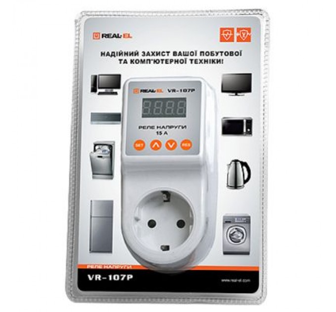 REAL-EL Реле напруги REAL-EL VR-107P, white (EL122300008)