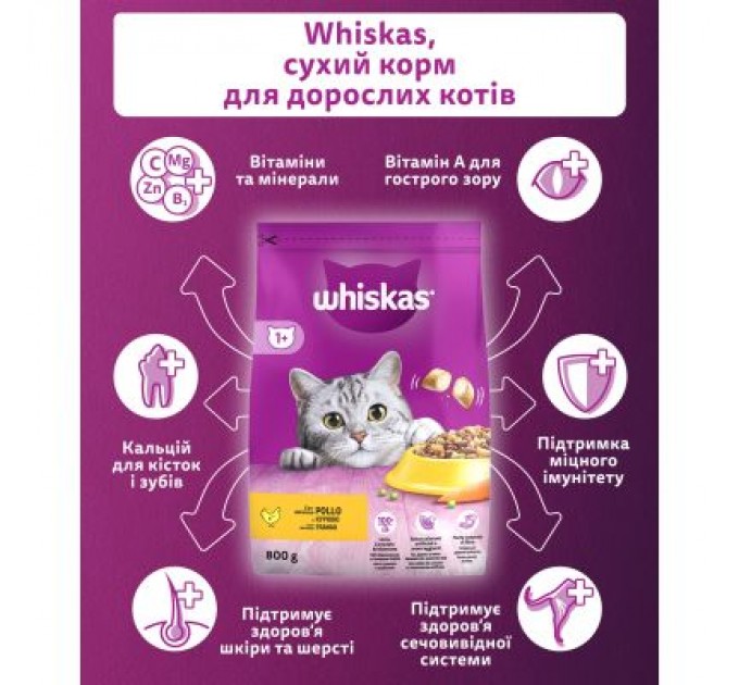 Сухий корм для кішок Whiskas з куркою 800 г (5998749144367)