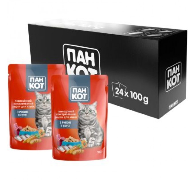 Пан Кот Вологий корм для кішок Пан Кот риба в соусі 100 г (4820111141043)