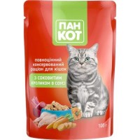 Вологий корм для кішок Пан Кот кролик у соусі 100 г (4820111141036)