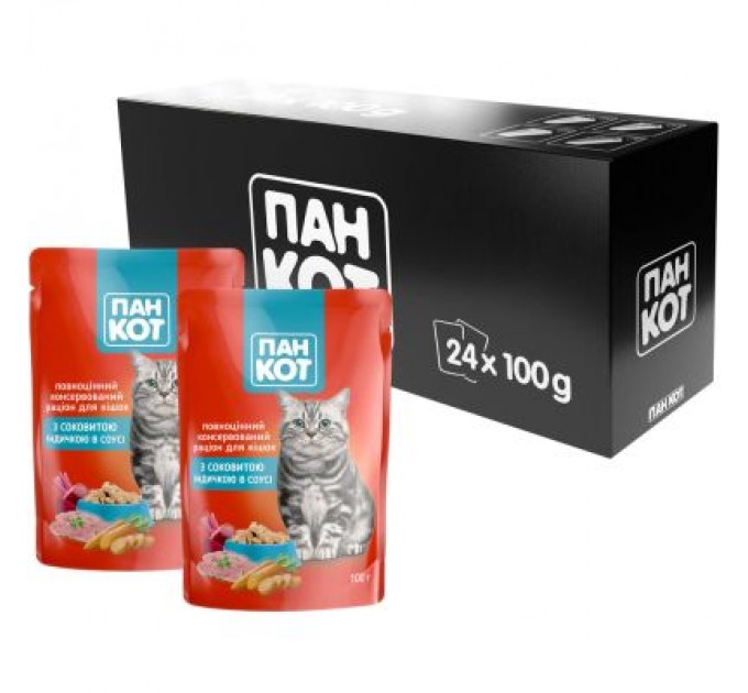 Пан Кот Вологий корм для кішок Пан Кот індичка в соусі 100 г (4820111141005)