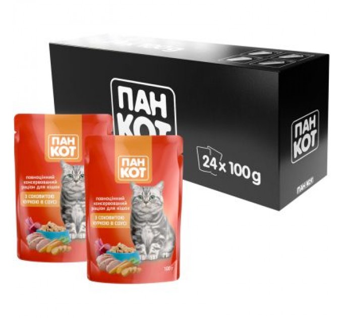 Пан Кот Вологий корм для кішок Пан Кот курка в соусі 100 г (4820111140985)