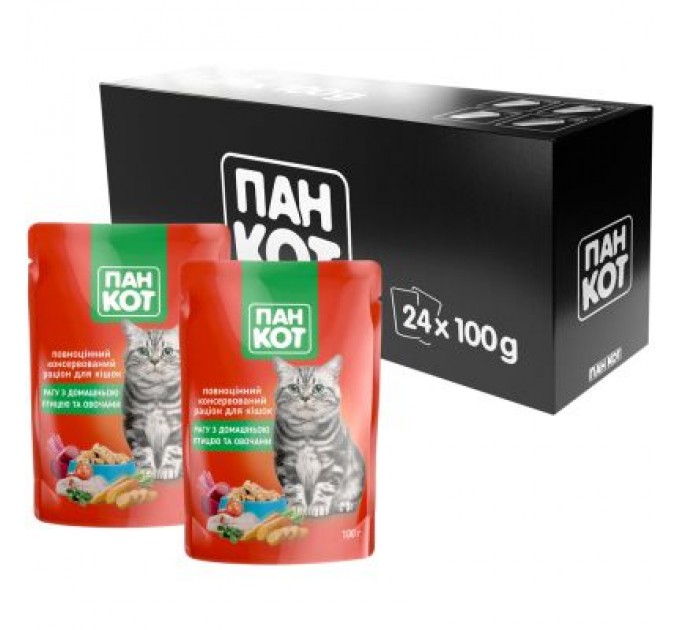 Вологий корм для кішок Пан Кот домашня птиця 100 г (4820111141012)