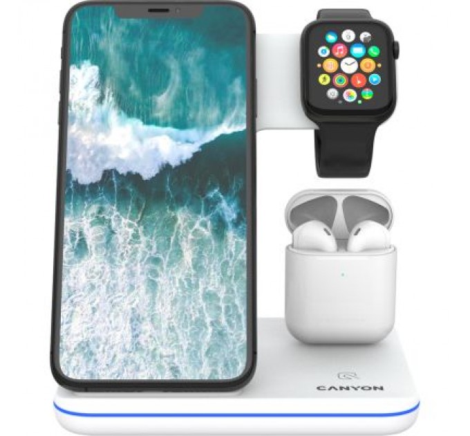 Зарядний пристрій Canyon 3in1 Wireless charger (CNS-WCS302W)