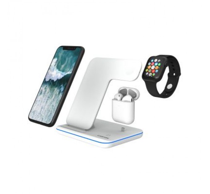 Зарядний пристрій Canyon 3in1 Wireless charger (CNS-WCS302W)