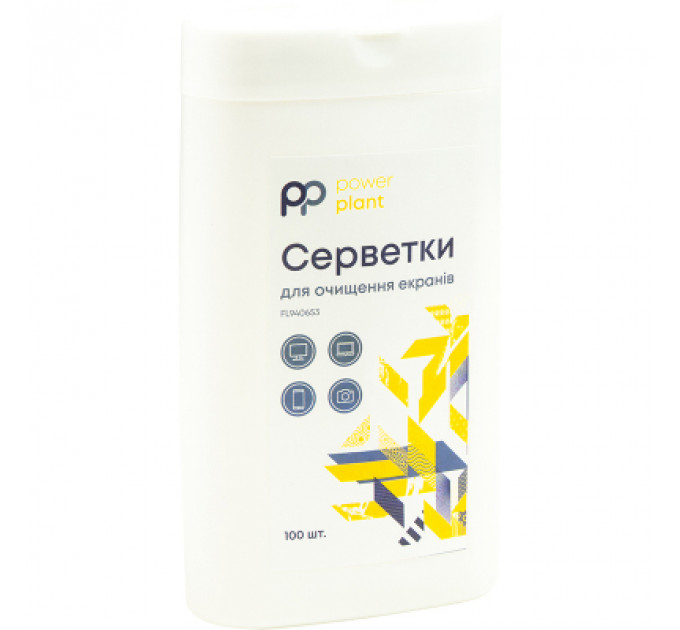 Серветки PowerPlant Screen Cleaning Wipes, 100шт (FL940653)