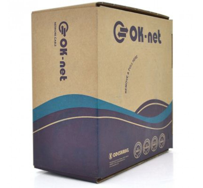 Кабель мережевий OK-Net UTP 305м cat.5 2 пари (U/UTP-cat.5-SL) (КПВ-ВП (100) 2*2*0,48 / 305)