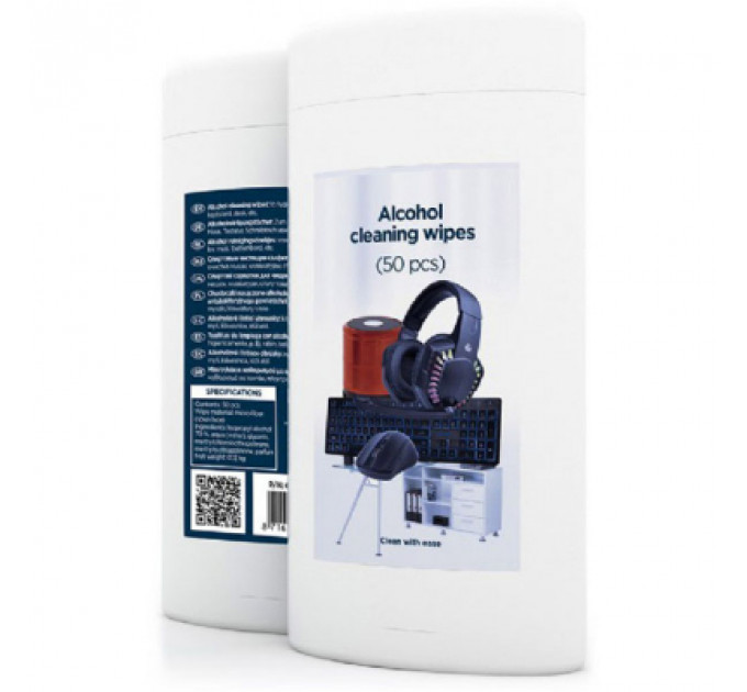 Серветки Gembird Alcohol cleaning wipes (50 pcs), micro-fiber (CK-AWW50-01)