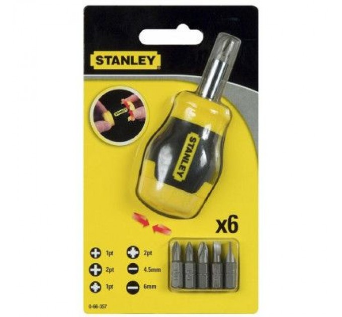 Набір викруток Stanley Multibit Stubby з 6 змінними бітами (0-66-357)