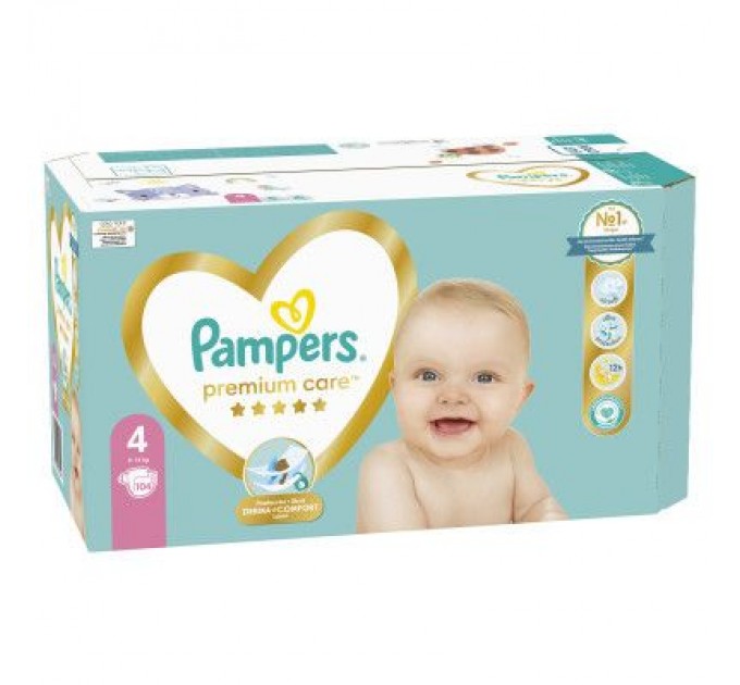 Pampers Підгузки Pampers Premium Care Maxi Розмір 4 (9-14 кг) 104 (4015400465447)