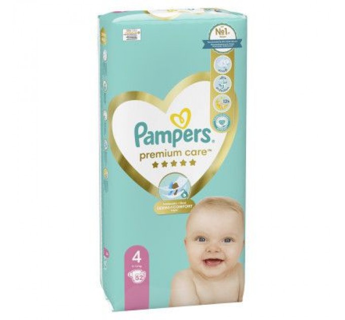 Pampers Підгузки Pampers Premium Care Maxi Розмір 4 (9-14 кг) 52 (4015400278818)